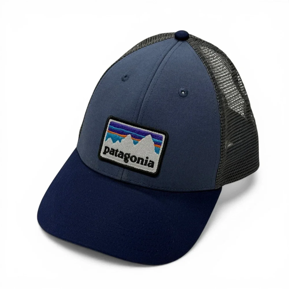 Patagonia P-6 Logo LoPro Trucker Hat Mens Dolomite Blue Mesh Snapback 38182 SP19
